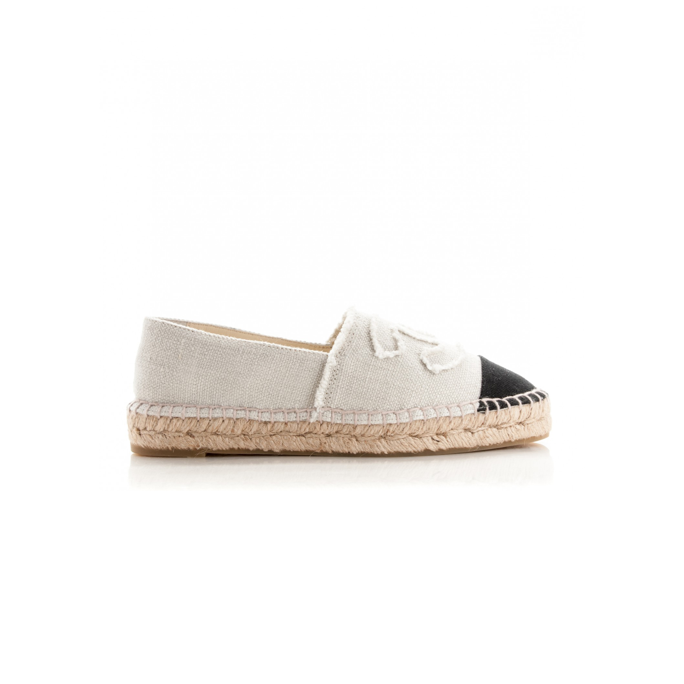 CHANEL LINEN CC ESPADRILLES BEIGE BLACK G29762